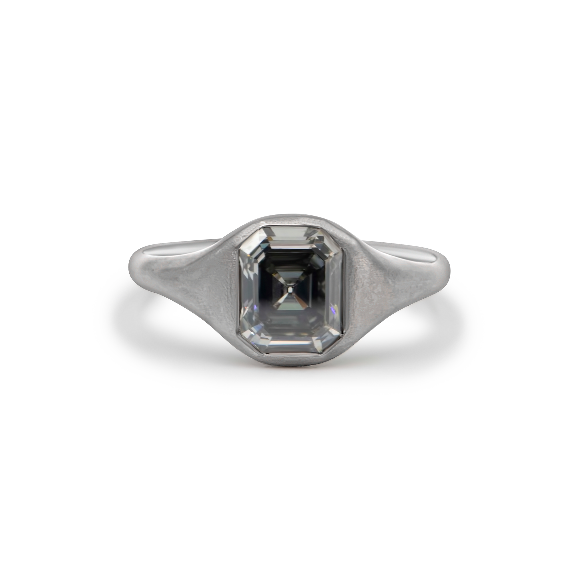 Emerald cut titanium solitair